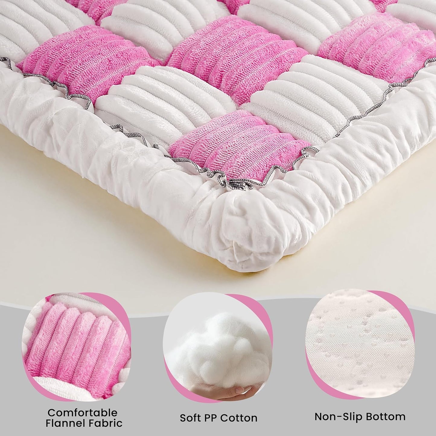 Backseat Dog Bed Mat, Non-Slip Dog Bed for Car Back Seat, Soft & Cozy Dogs Blanket, Washable Travel Pet Mat Seat Protector for Cars, SUVs, Trucks (Pink/White, 51.1" L x 23.6" W x 1.5" Th)