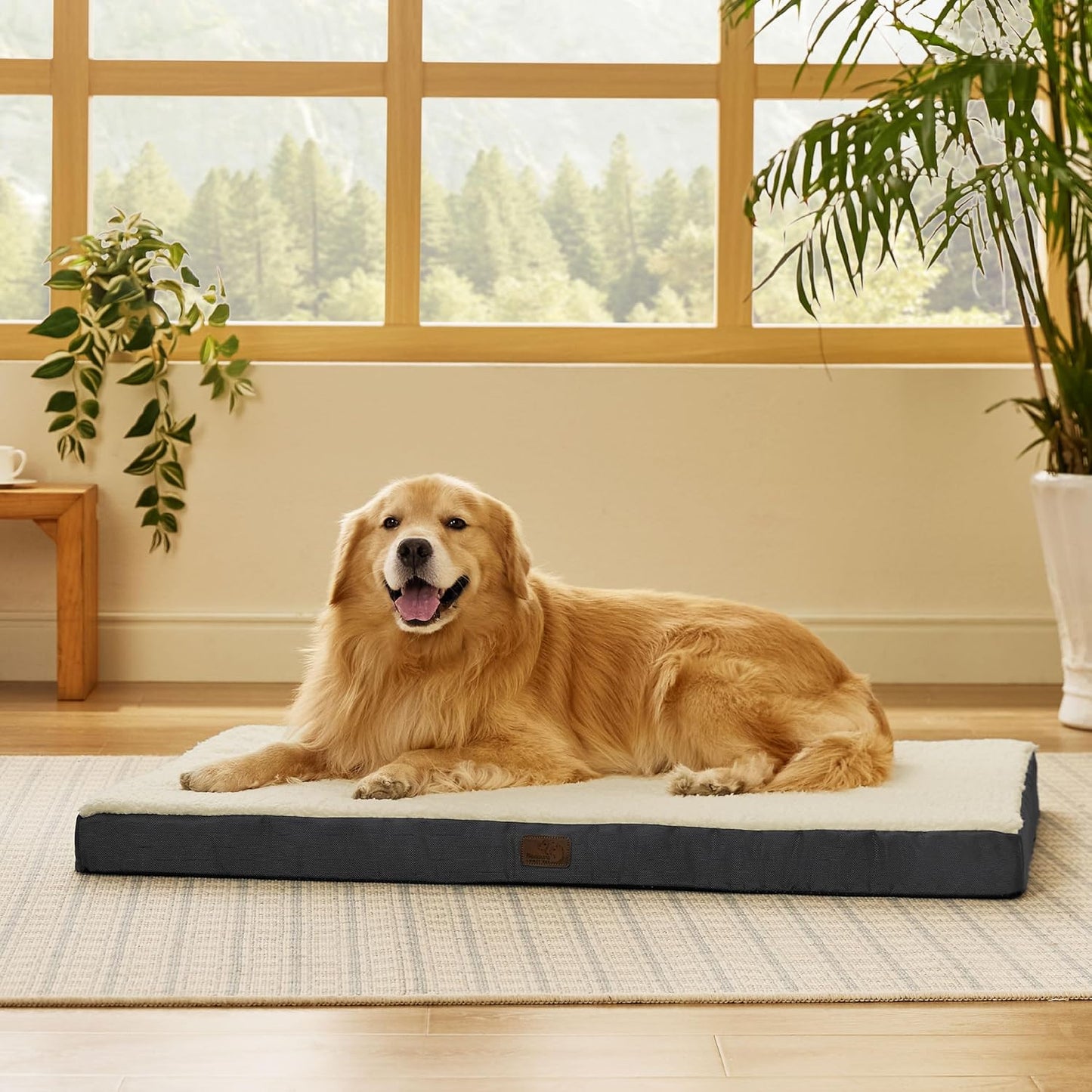 Bedsure XL Dog Beds Large Sized Dog -Comfy Flat Extra Large Pet Beds with Removable Washable Cover, Orthopedic Egg Crate Foam Mat, Suitable for Pet Up to 100 lbs