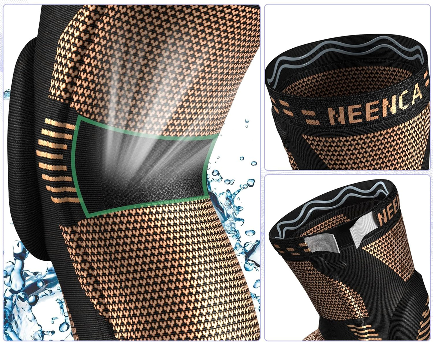 NEENCA 2 Pack Knee Braces for Knee Pain, Compression Knee Sleeves with Patella Gel Pad & Side Stabilizers, Knee Support for Men Women, Meniscus Tear, Arthritis, Joint Pain, ACL,PCL,MCL,Runner, Workout