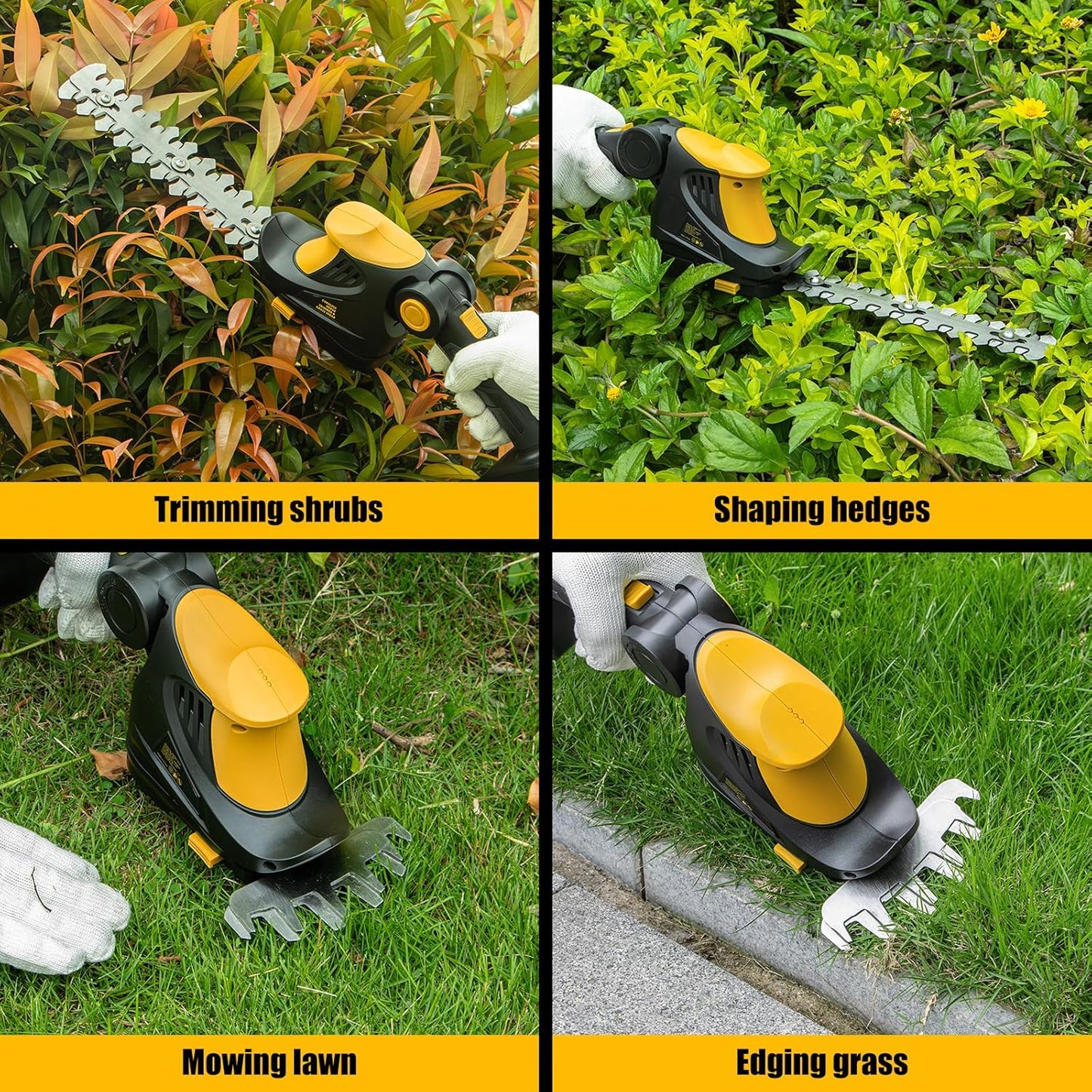 Hedge Trimmer Cordless for DEWALT 20V MAX Battery, 1200RPM Grass Trimmer Electric Hedge Trimmer, 2 in 1 Design, Perfect for Yard, Garden, and Lawn Care(Battery Not Included) (Yellow)