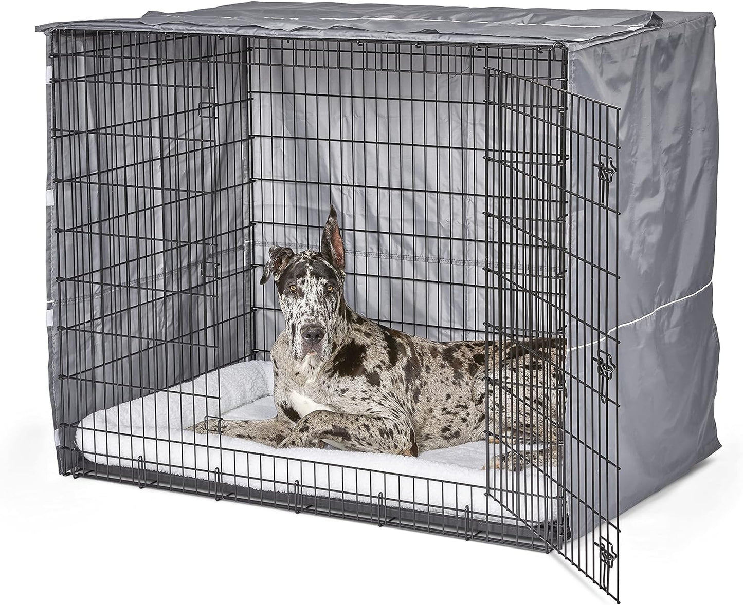 MidWest Homes for Pets XXL Dog Crate Cover, Polyester Privacy Kennel Cover Fits Most Giant 54-Inch Crates, Light Gray, Machine Washable, Reduces Barking & Chewing