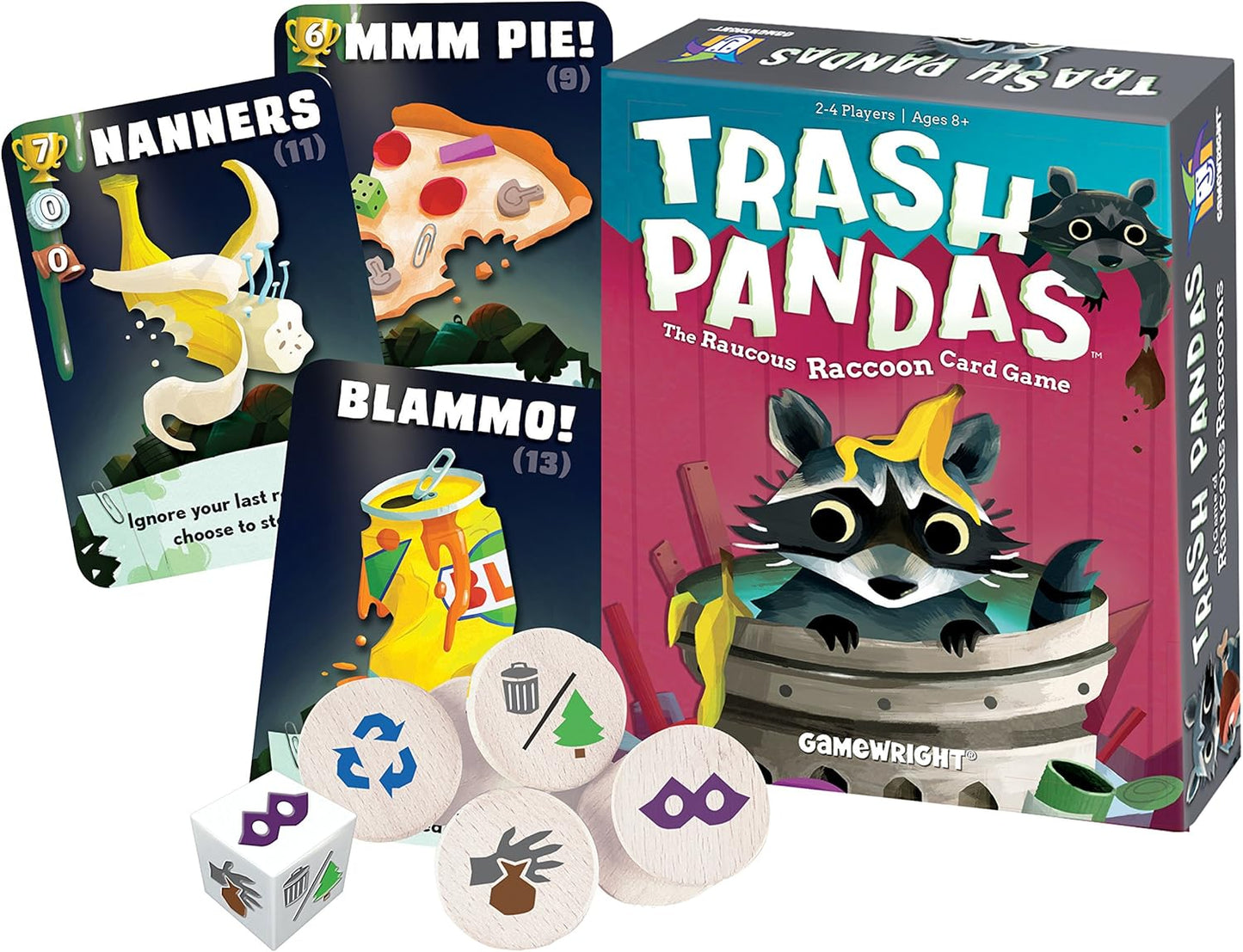 Gamewright - Trash Pandas - The Raucous Raccoon Push-Your-Luck Card Game, Ages 8+, 2-4 Players