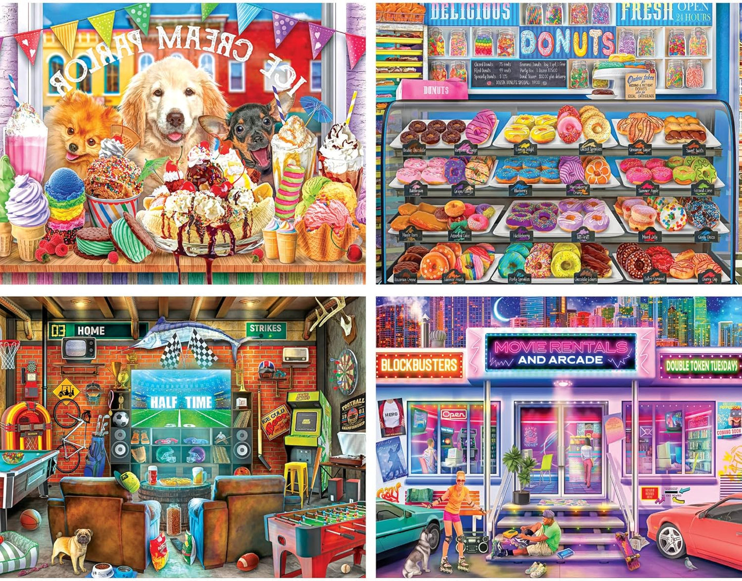 RoseArt - Snack Size Multi-Puzzle Set - Color Palette - 4 x 100 Piece Jigsaw Puzzle for Adults