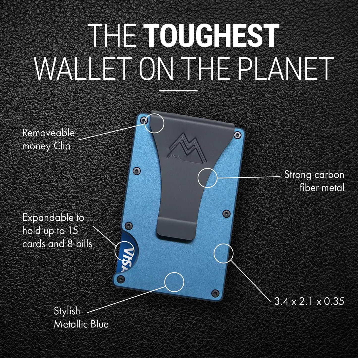 Mountain Voyage Co Minimalist Wallet for Men & Women - Slim RFID Wallet, Scratch Resistant, Credit Card Holder & Money Clip, Easily Removable Money & Cards, (Matte Navy Blue)