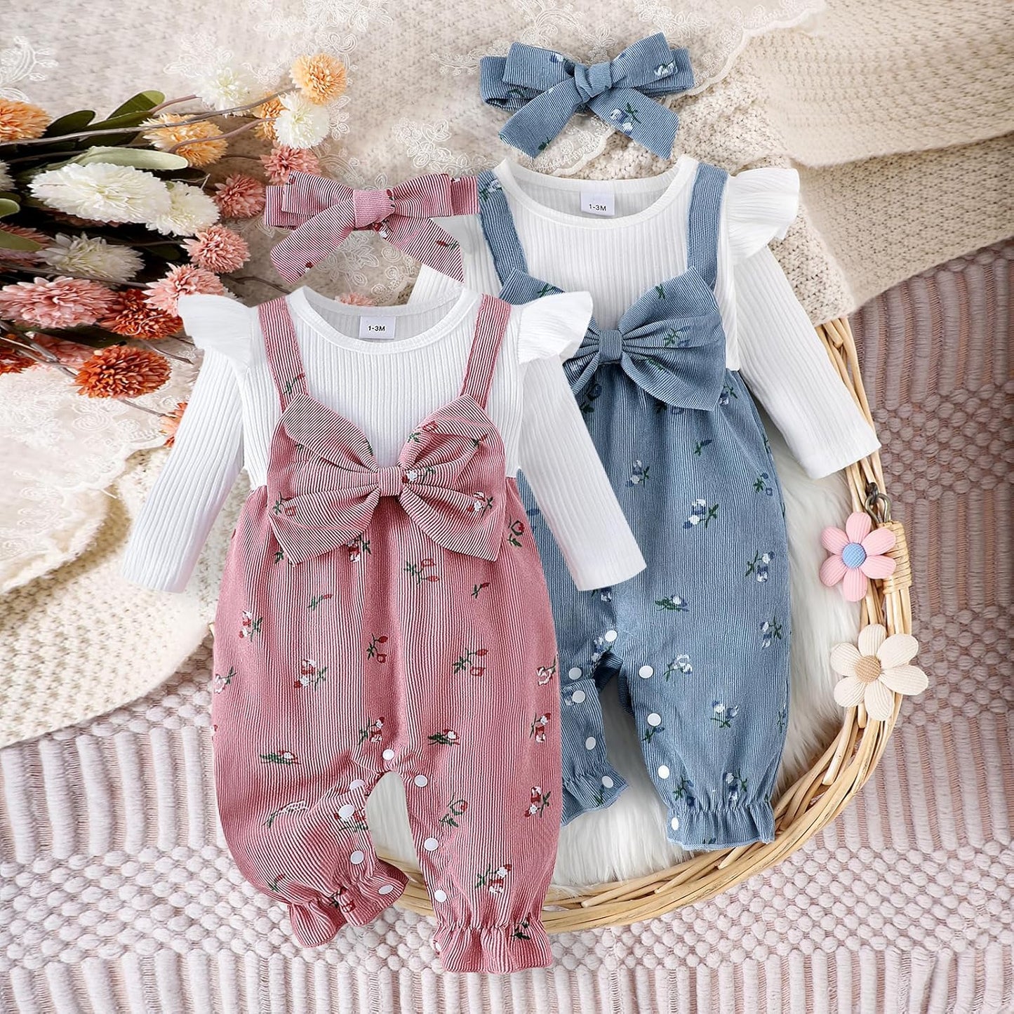 YINGISFITM Newborn Baby Girl Clothes Long Sleeve Romper One Piece Jumpsuit Fall Winter Infant Outfits 0 3 6 9 12 18 Months