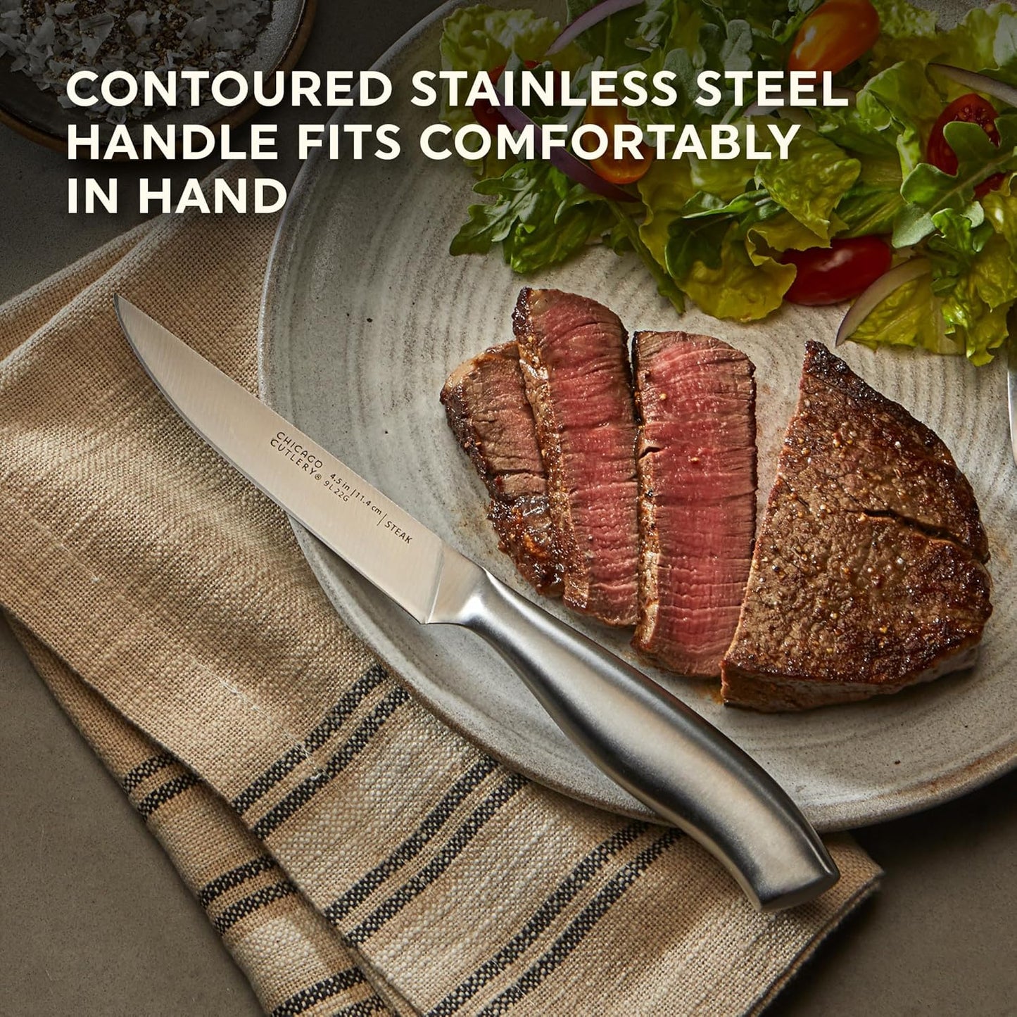Chicago Cutlery Insignia Steel 4-Piece Steak Knives, 4.5" Stainless Steel Blades for Effortless Cutting, For Home Kitchen and Professional Use
