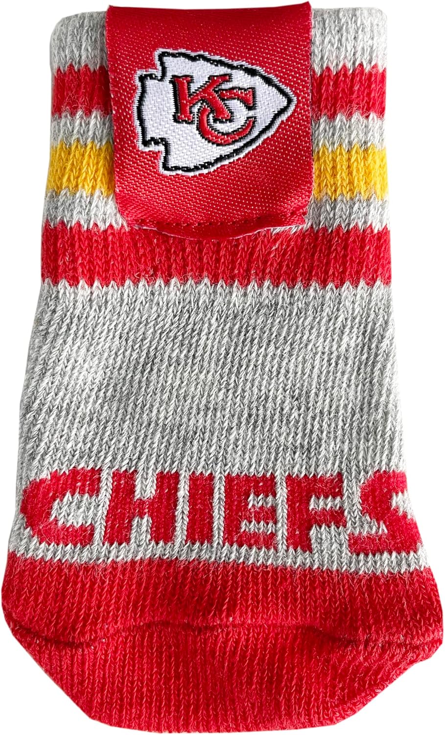 NFL Kansas City Chiefs Anti Slip Dog Socks with Elastic Ribbed Top, Size X-Small/Small. Indoor/Outdoor Socks, Best Dog Paw Protector, 2 Pairs, Cool Puppy Supplies with NFL Logo of Chiefs Team