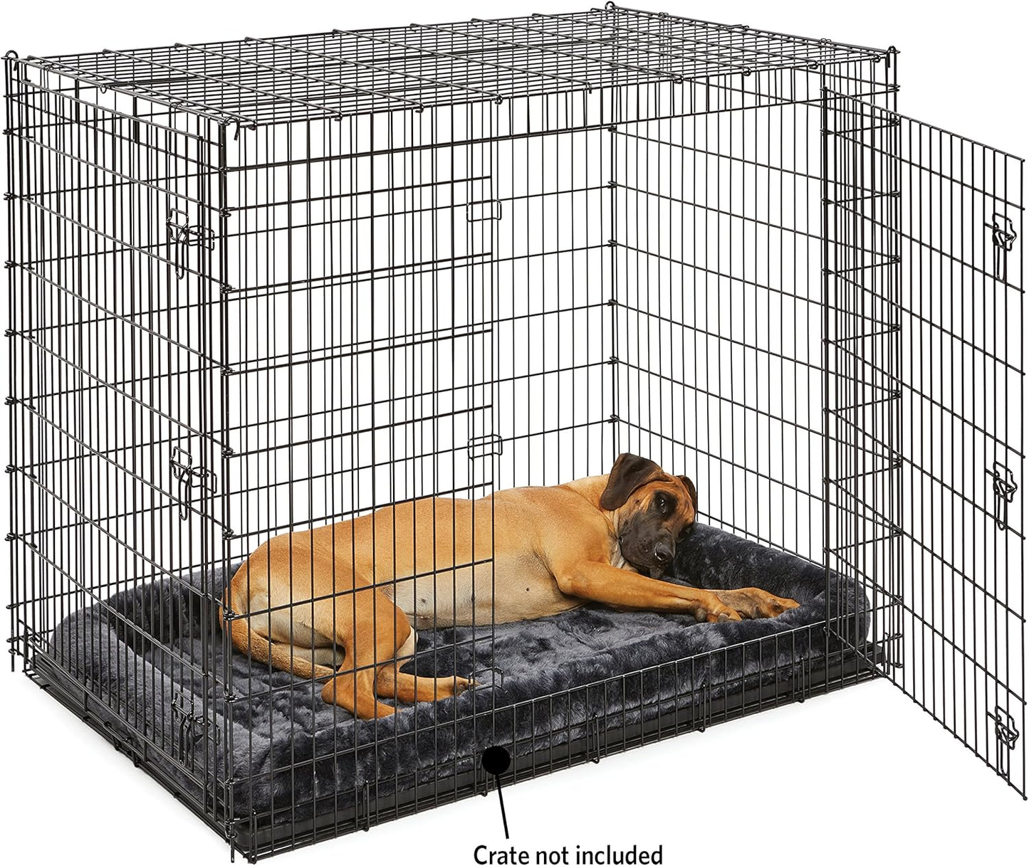 MidWest Homes for Pets QuietTime Giant Dog Bed – Gray Faux Fur Bolster, Ultra-Soft and Machine Washable, Fits 54-Inch Crates and Carriers, for XXL Breed Dogs