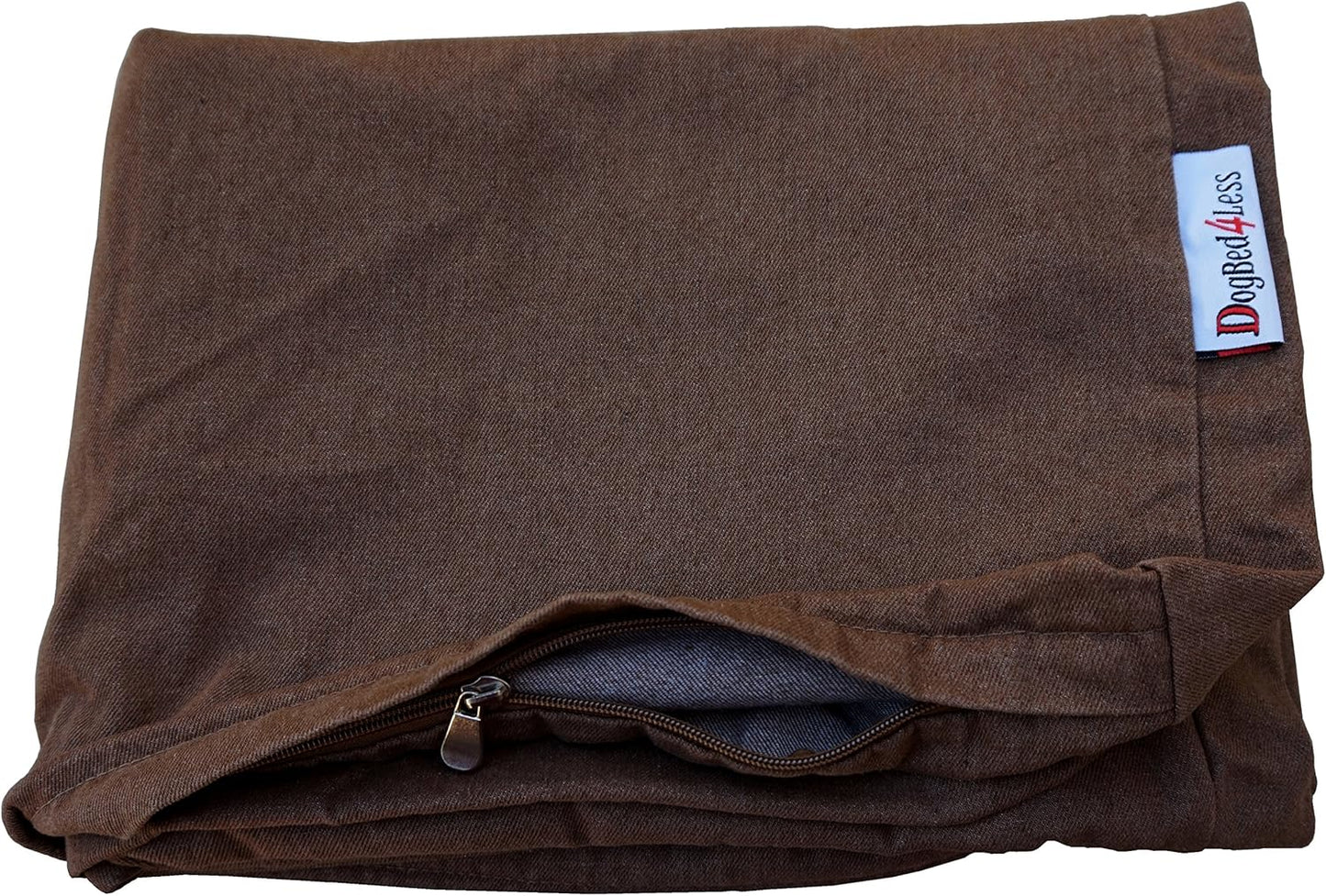 Dogbed4less 41X27X4 Inches Large Size Brown Color Denim Jean Dog Pet Bed External Zipper Cover - Replacement Cover only