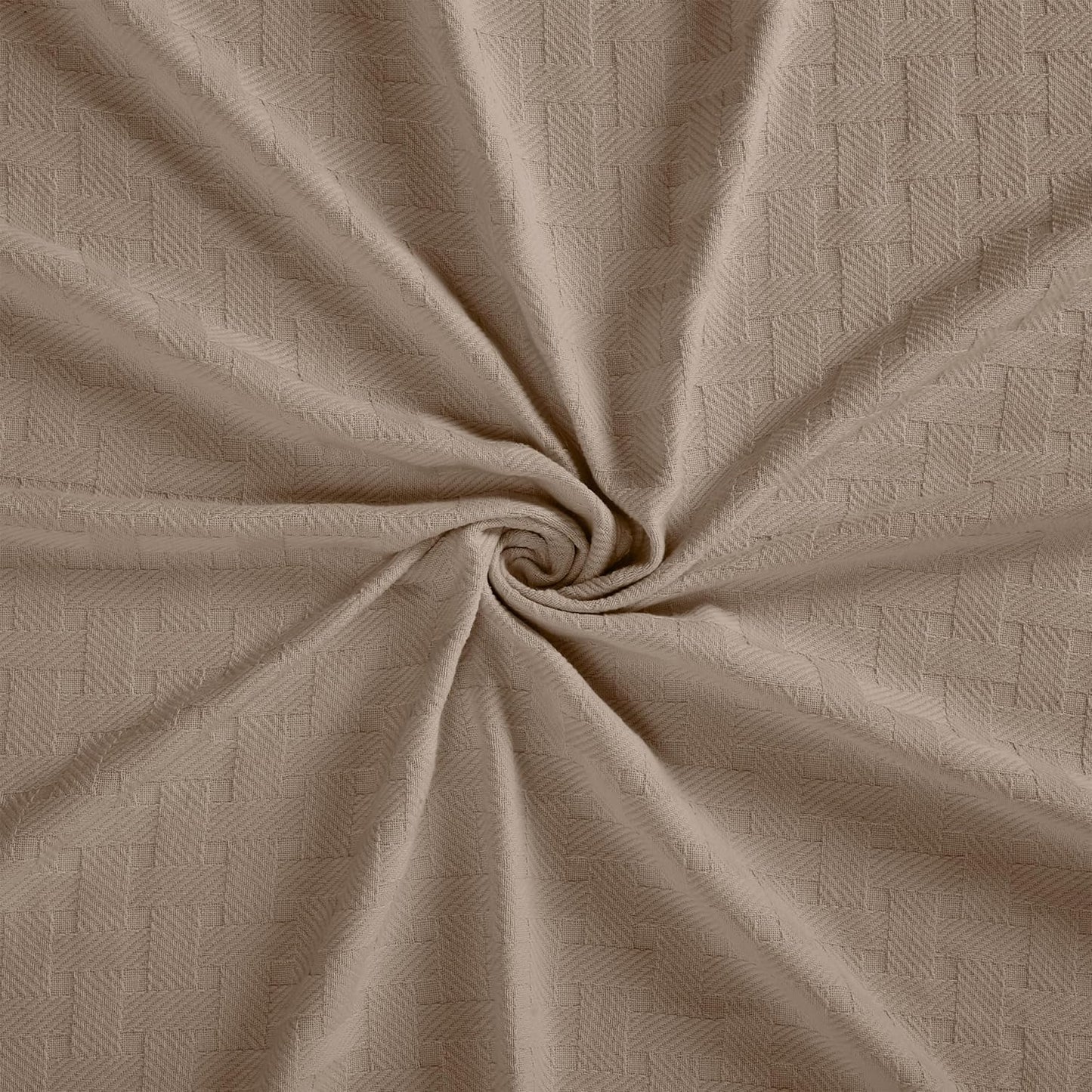 Superior Basketweave Cotton Blanket, Basket Weave Design, Soft, Comfy Cover for Bed, Bedding, Bedroom, Couch Throw, Lounging, Modern Boho Medium Weighted Blankets, Full/Queen, Khaki