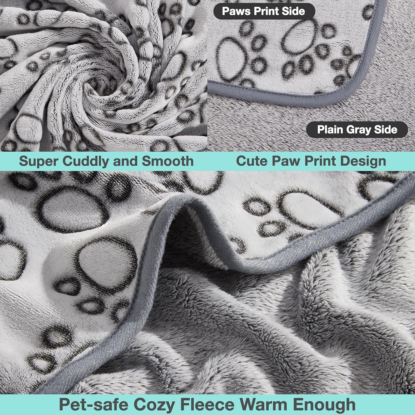 Stuffed Premium Soft Dog Blankets for Large Dogs, Large Cat Blanket Washable for Human Bed Couch Protection Cover, Dog Essentials for Dog, 66 * 82 inches, Grey