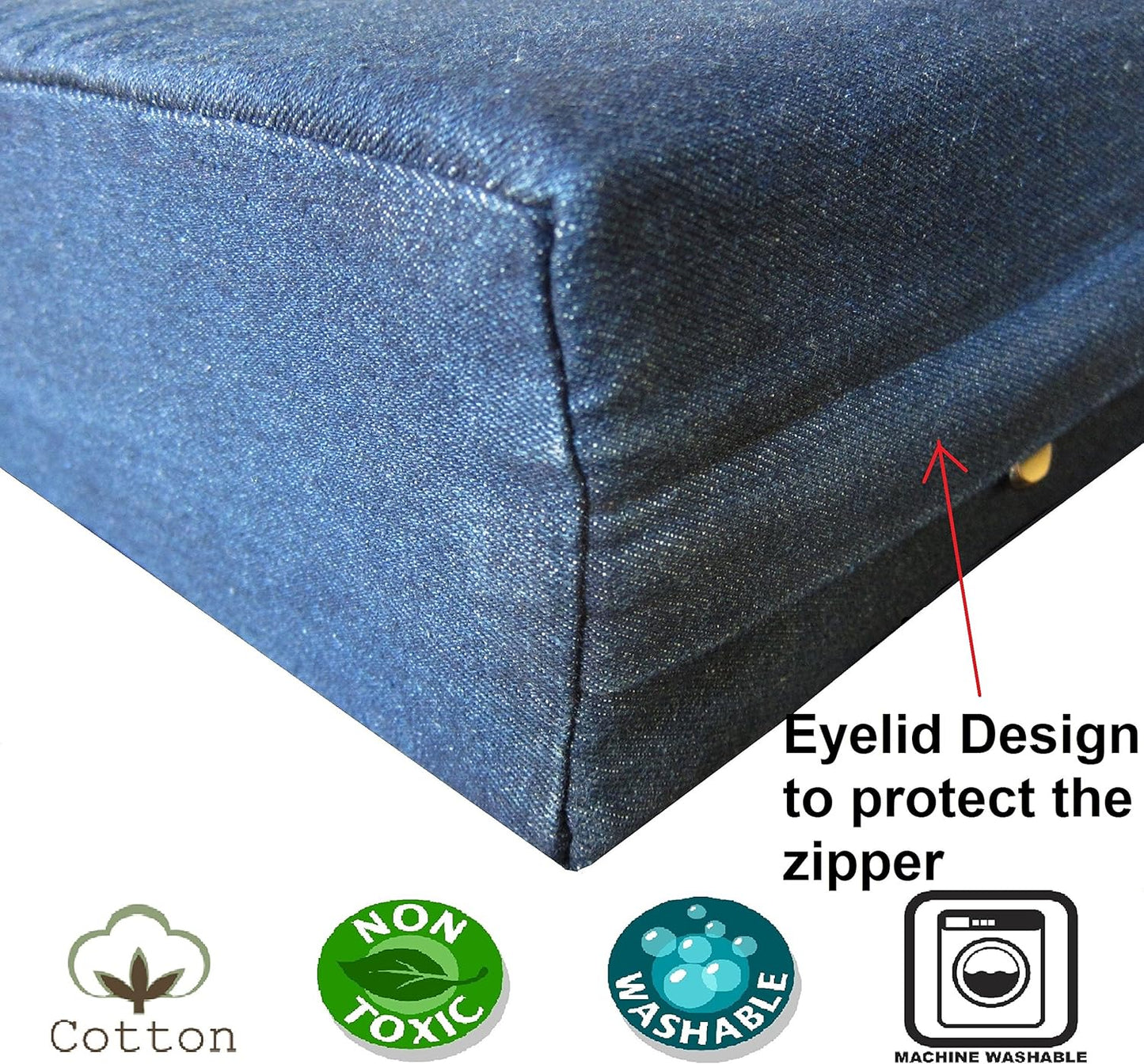 Dogbed4less DIY Durable Blue Denim Pet Bed External Duvet Cover and Waterproof Internal Case for 55"X37"X4" XXL Dog Bed - Replacement Covers only