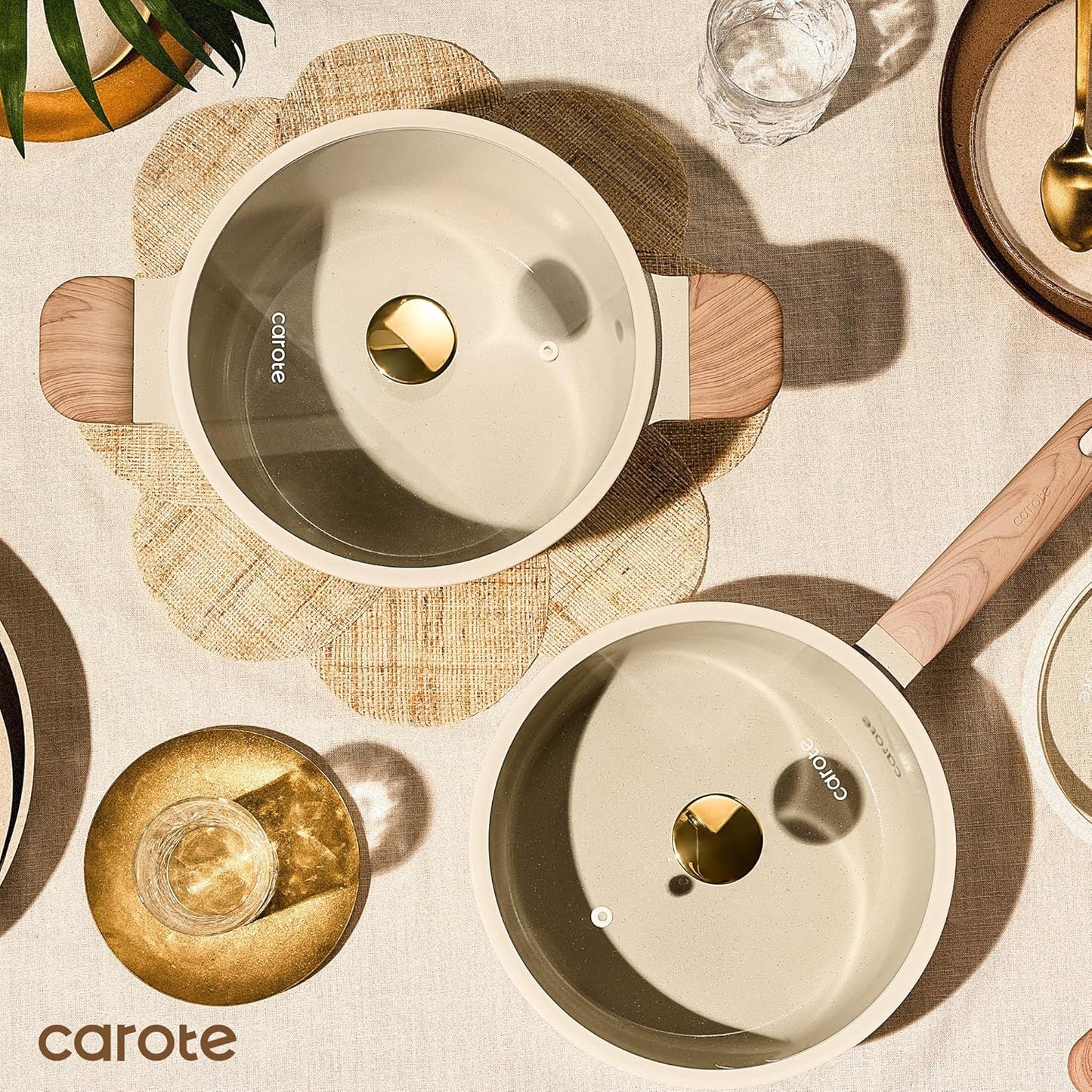 CAROTE 22Pcs Pots and Pans Set Non stick, Ceramic Cookware Set, Non-toxic Kitchen Cooking Set, PFAS and PFOA Free
