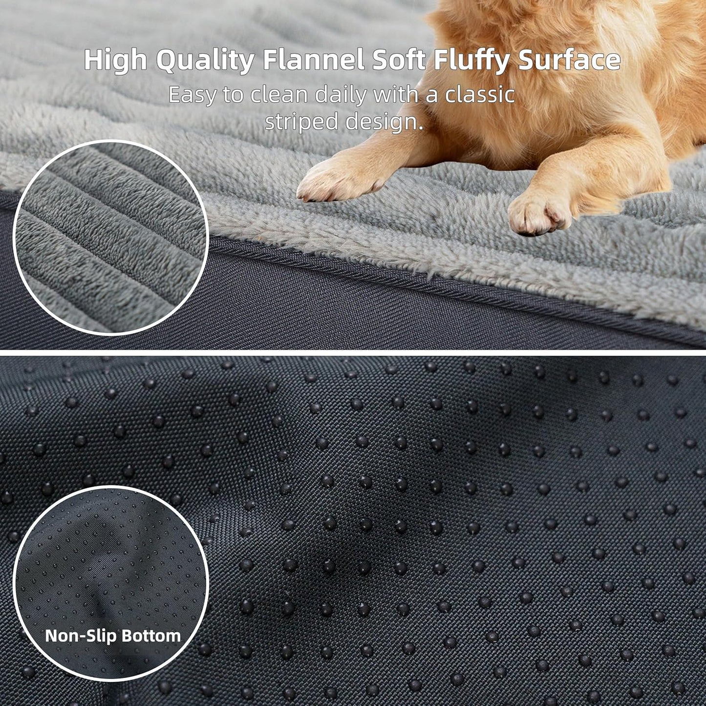 Small Dog Bed Sized Dogs, Orthopedic Flannel Pet Bed with Removable Washable Cover, Waterproof Indestructible Puppy Dog Cot Bed with Anti-Slip Bottom, Egg Crate Memory Foam Pad, 23.0"x17.0"x3.0", Grey