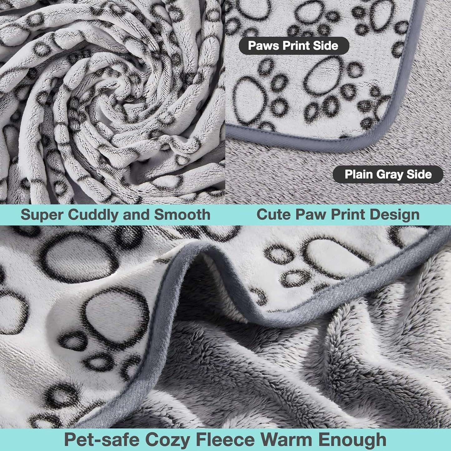 Stuffed 3pcs Premium Soft Dog Blankets for Small Dogs, Cat Blanket Calming Washable for Bed Couch Crate Protection Cover, Dog Puppy Kitten Essentials Christmas Dog Gifts, 24 * 32 inches, Grey