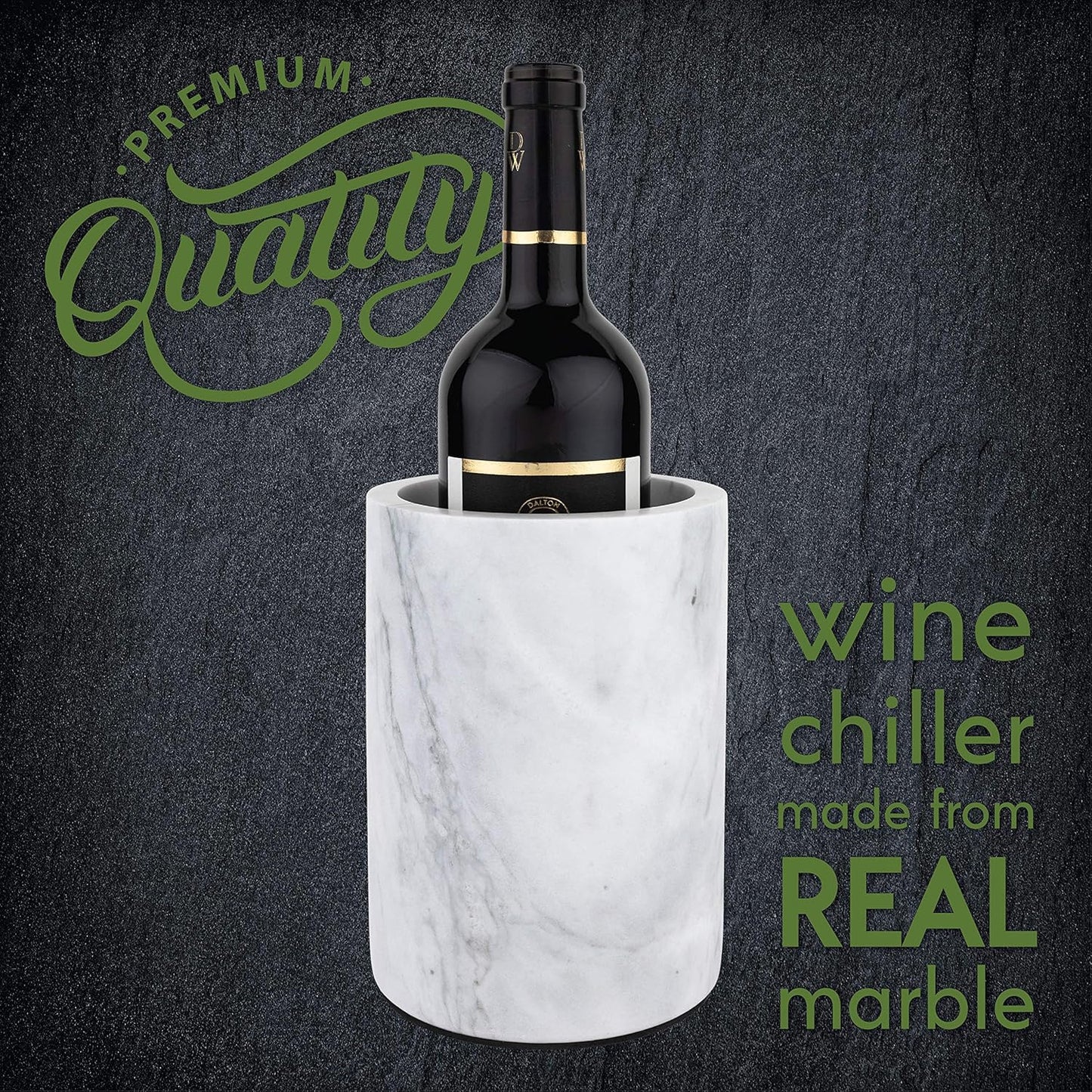 Homeries Marble Wine Chiller Bucket - Wine & Champagne Cooler for Parties, Dinner – Keep Wine & Beverages Cold, Wine Chillers for Bottles – Holds Any 750ml Bottle - Ideal Gift for Wine Enthusiasts