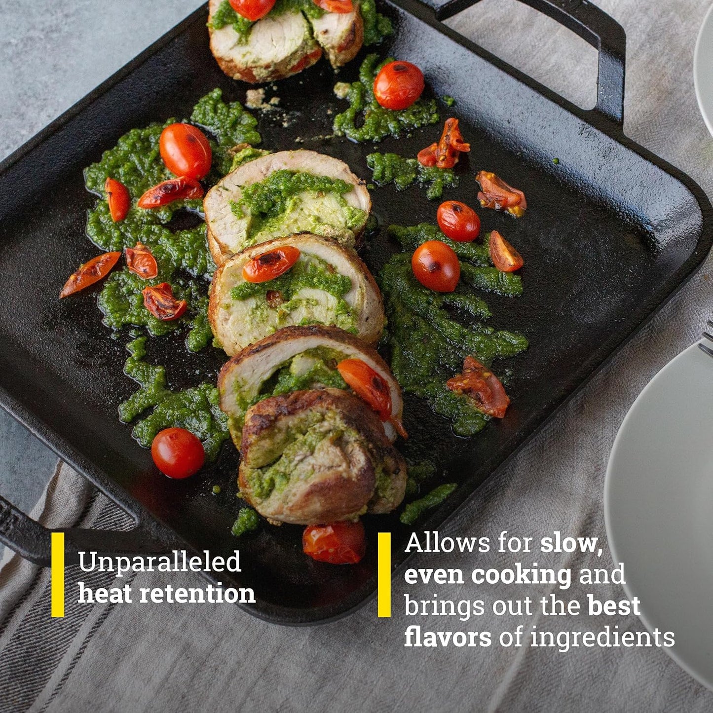 Lodge 11" Cast Iron Square Griddle - Chef Collection - For Indoor & Outdoor Cooking - Superior Heat Retention - Durable Cast Iron - Seasoned Kitchen Griddle