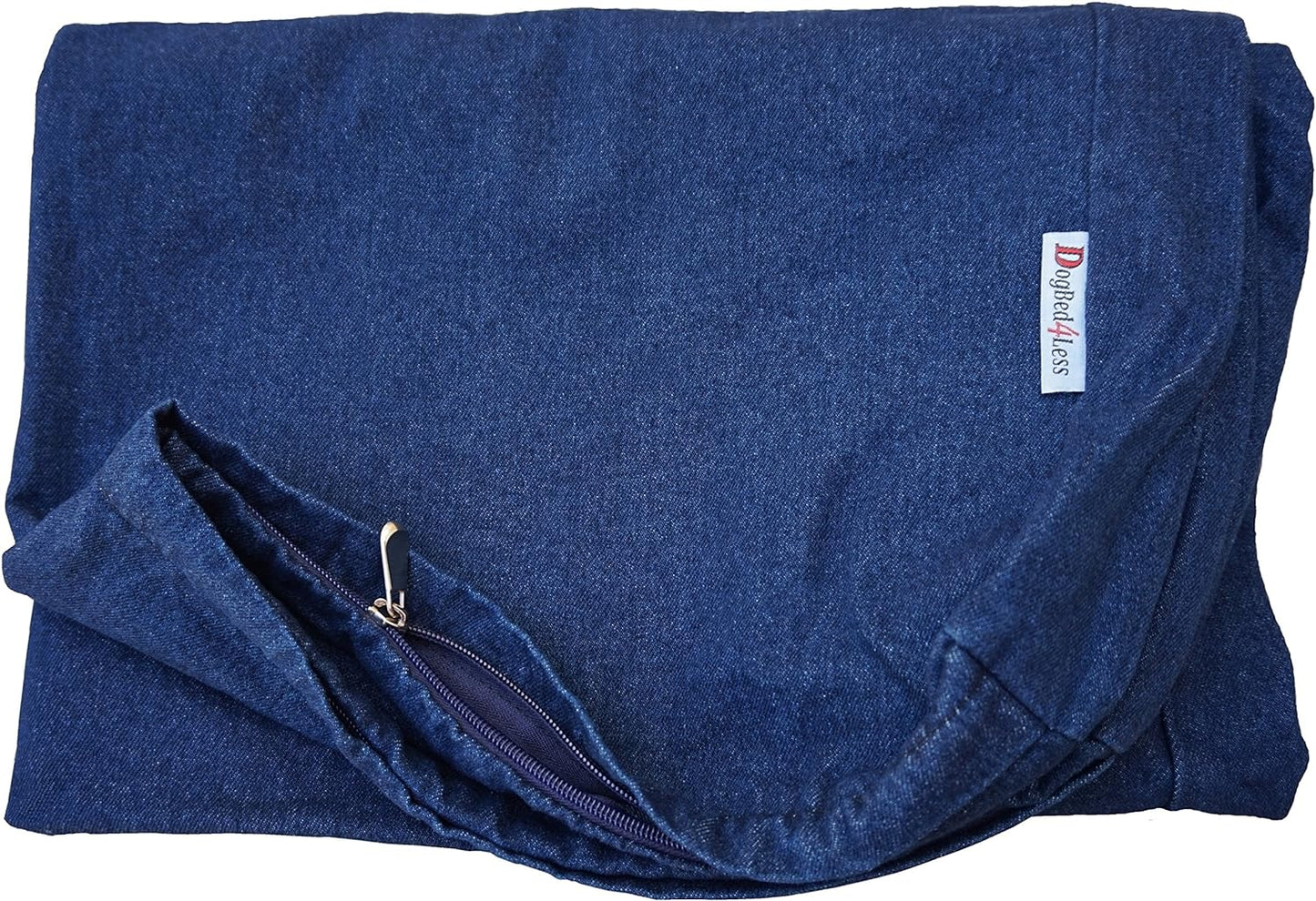 Dogbed4less 47X29X4 Inches Extra Large Blue Color Denim Cotton Jean Dog Pet Bed External Zipper Duvet Cover - Replacement Cover only