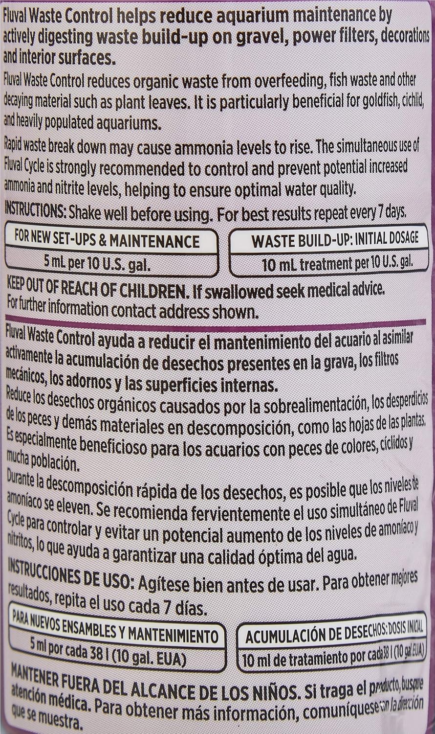Fluval Waste Control Biological Cleaner, Aquarium Water Treatment, 8.4 Oz., A8355