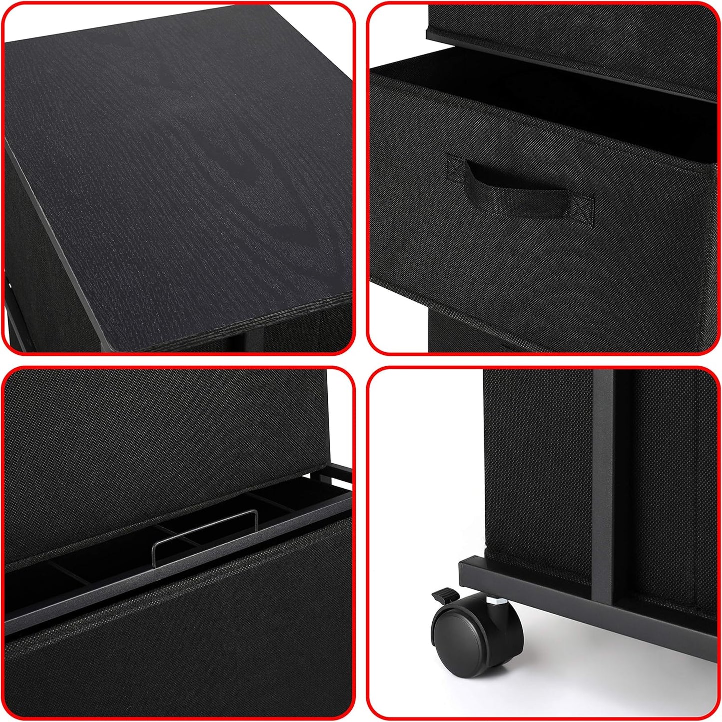 MAX Houser Dresser Storage with 3 Drawers, Fabric Dresser Tower, Vertical Storage Unit for Bedroom, Closet, Office, Black
