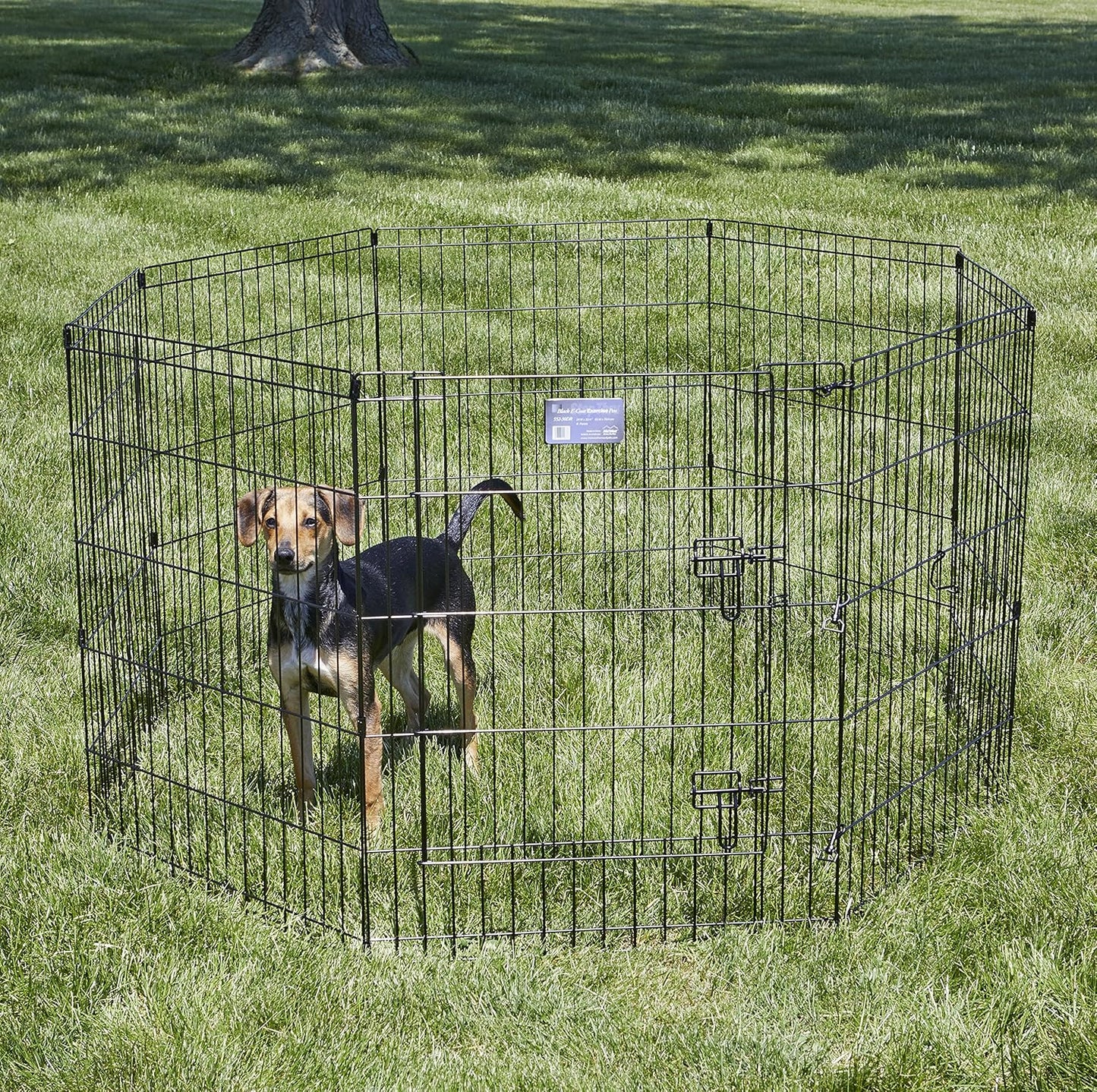MidWest Homes for Pets 30-Inch Exercise Pen, for Indoor and Outdoor Use, 16 Sq Feet of Play, Single Door Folding Dog Pen, with Large Door Opening & Secure Latch, Easy to Set Up, Foldable Dog Playpen