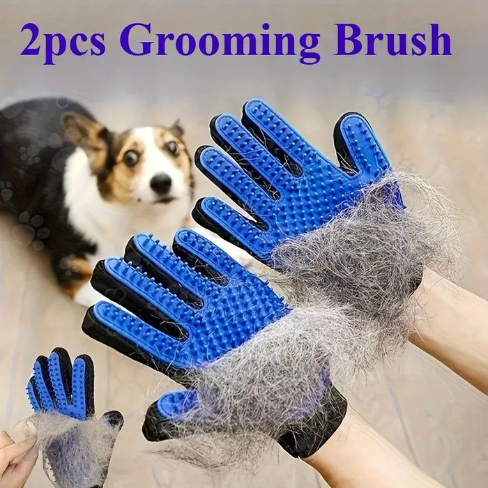 Silicone pet grooming and deshedding glove for dogs and cats