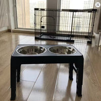 Stainless steel elevated pet feeding bowls detail