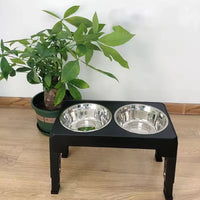 Raised dog feeder height adjustable for senior dogs