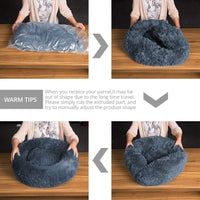 Plush faux fur round dog bed colors