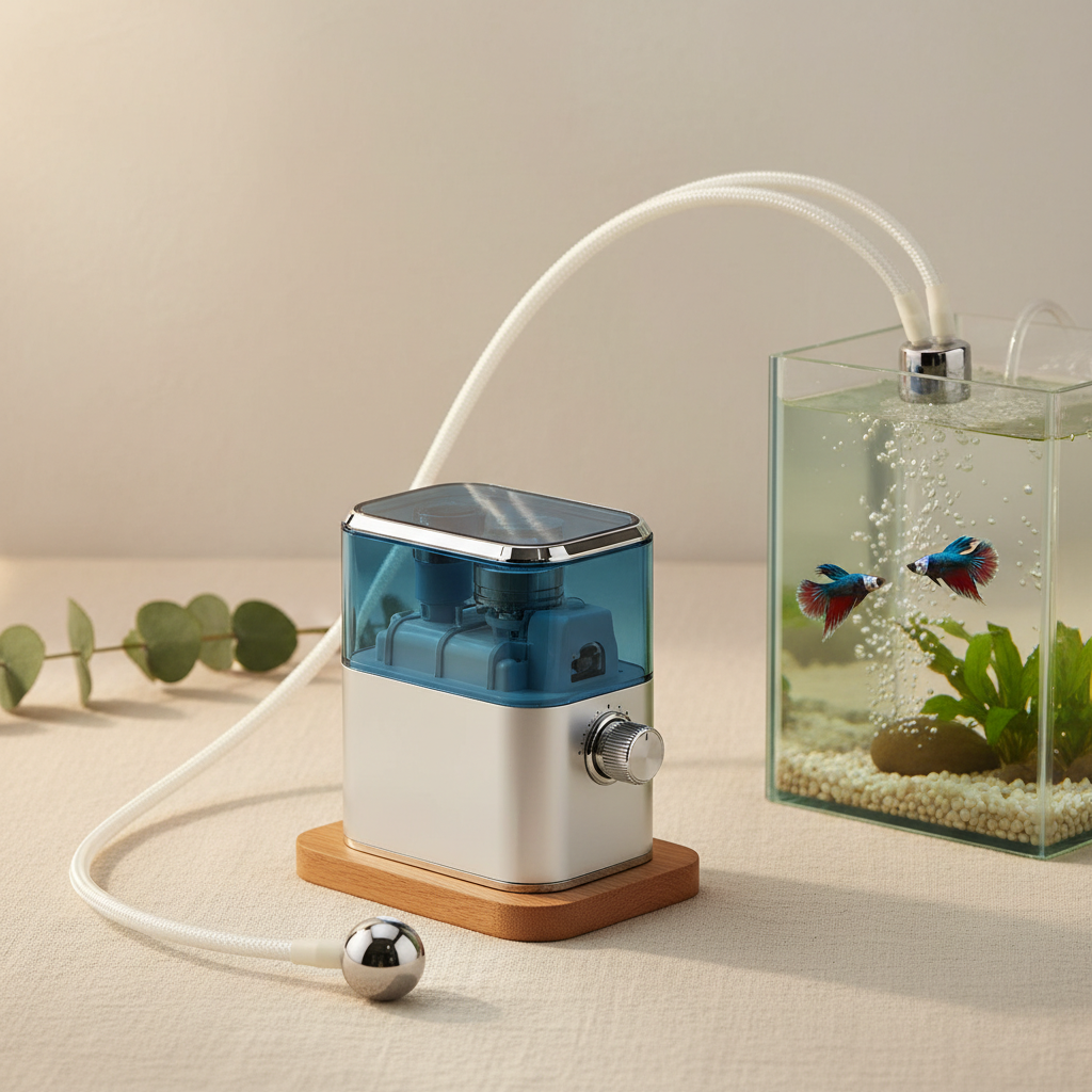 317GPH Aquarium Air Pump, Adjustable Quiet Fish Tank Bubbler — lifestyle