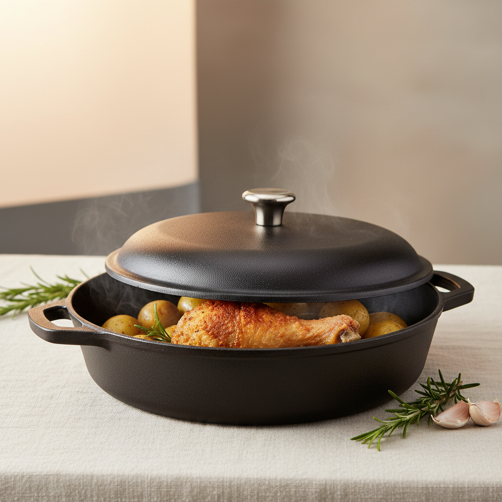 Cuisinart 12-Inch Cast Iron Chicken Fryer with Lid, 4.5 Quar — lifestyle