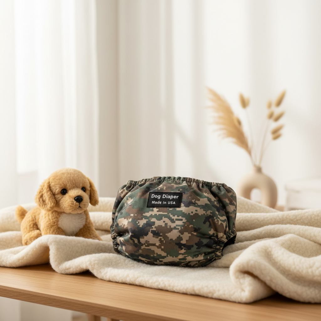 Dog Diaper Made in USA - Digital Camo Waterproof Washable Do — lifestyle