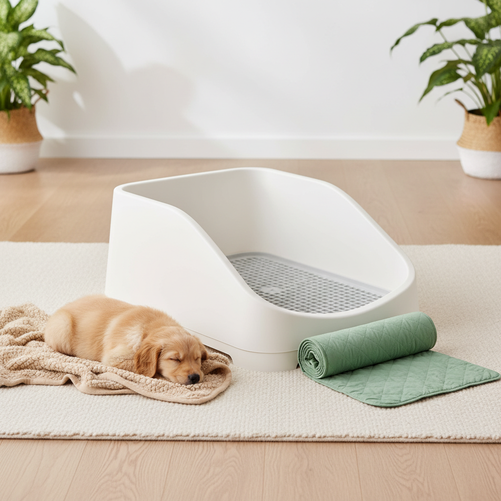 Dog Potty Training Tray with Splash Guard, Reusable Puppy To — lifestyle
