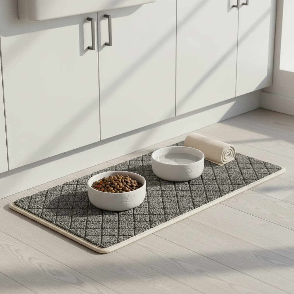 32x24x1” XL Dog Food Mat - All Purpose Under Sink Liner, Was — lifestyle