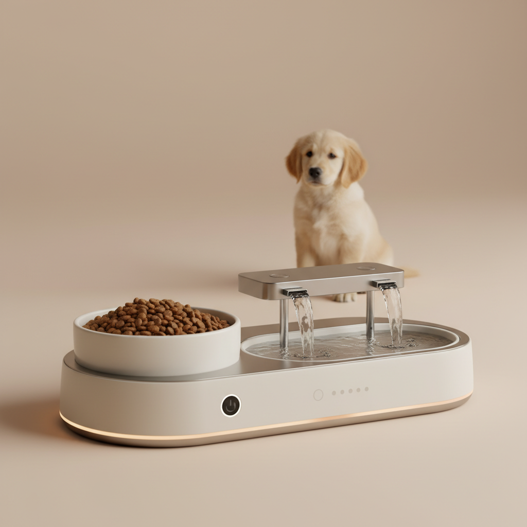 Dog Bowl Automatic Feeder 1.8 liters Double Fountain Drinkin — lifestyle