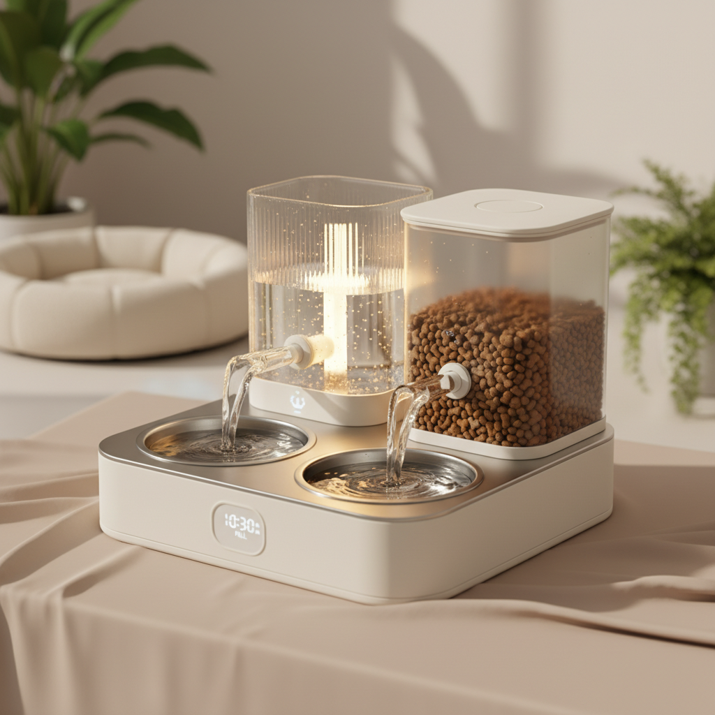 Dog Bowl Automatic Feeder 1.8 liters Double Fountain Drinkin — lifestyle